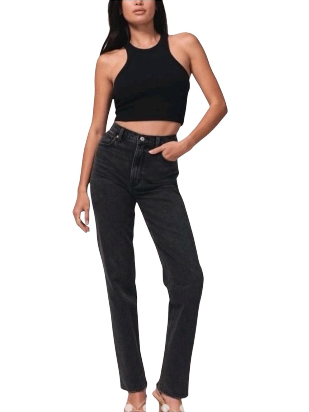 Abercrombie Curve Love 90s Straight Ultra High Rise Women's 28 Black NWT